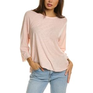 James Perse Women Cotton Modal Slub Scoop Neck Raglan 3/4 Sleeve Top Tee T-Shirt
